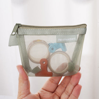 Simple three-dimensional triangle mesh coin key earphone storage bag transparent storage bag