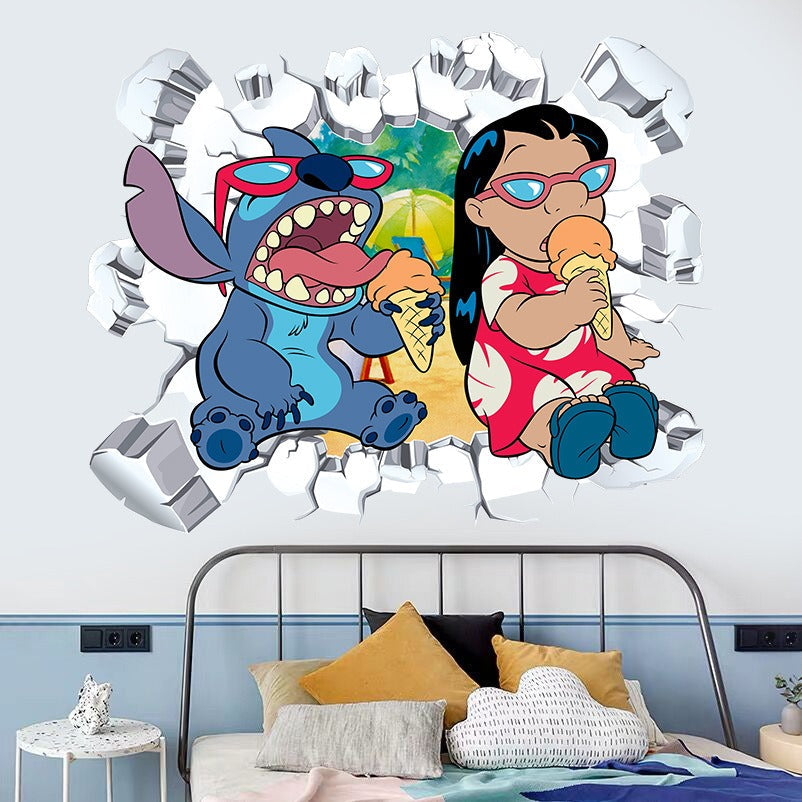 StarCraft Baby Stitch Wall Sticker Self Adhesive Picture Back Adhesive Cartoon Sticker Bedroom Dormitory Bedhead Wall Wallpaper
