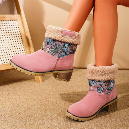 Embroidered Ethnic Snow Boots for Women