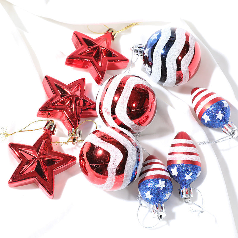 Christmas Ball Independence Day Decoration Hanging Ball Christmas Tree Decoration Prop American Plastic Ball Set