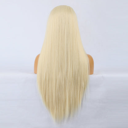 Natural Realistic Wig 613# Chemical Fiber Front Lace Long Straight Hair Matte High Temperature Silk Headgear