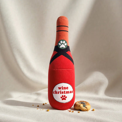 Dog Toy Realistic Wine Bottle Chew-Resistant Self-Entertainment Plush Toy for Cats and Dogs Teeth Cleaning Sound-Making Toy