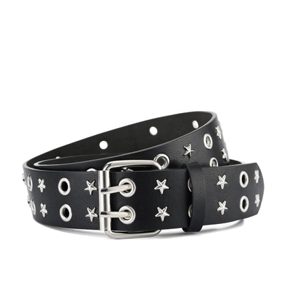 Punk Double Row Pin Buckle Denim Men's Belt