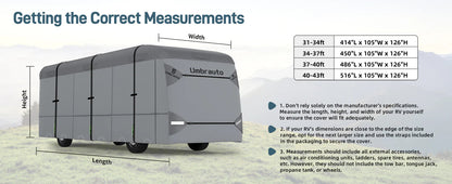 Umbrauto Class A RV Cover Upgraded Heavy Duty 7 Layers Top Windproof Breathable Class A Motorhome Camper Cover,Grey