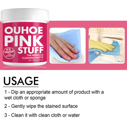 Home Gentle Multi-Functional Cleaning Cream, Clean Kitchen Heavy Oil Dirt General Pink Barrel Cleaning Powder