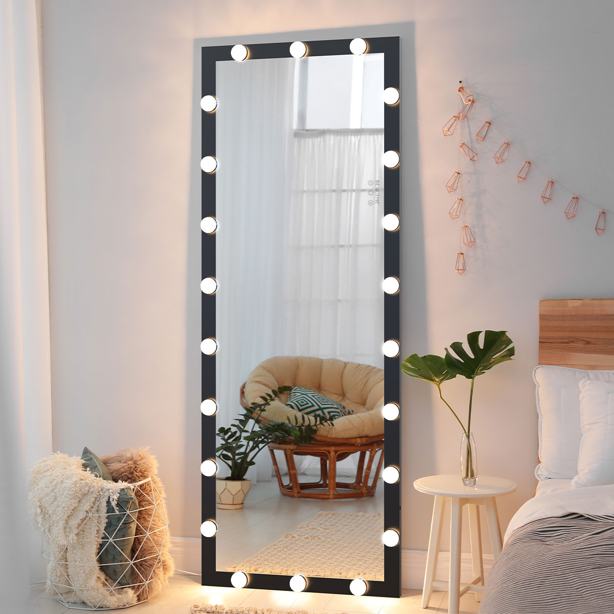 63x24 inch illuminated full body makeup mirror with 3 color modes. Makeup room bedroom wall mounted touchscreen floor mirror i