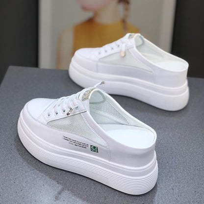 Summer Mesh Surface Platform Heel-free Lazy Stylish And Lightweight White Shoes