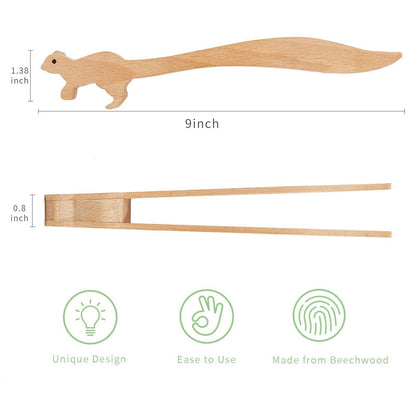 Kitchen and Home Good Items Squirrel Toast with Pine Wood Squirrel Baked Bread Pliers