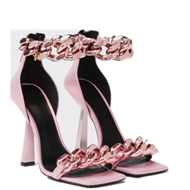 Large Size Square Toe Stiletto Sandals