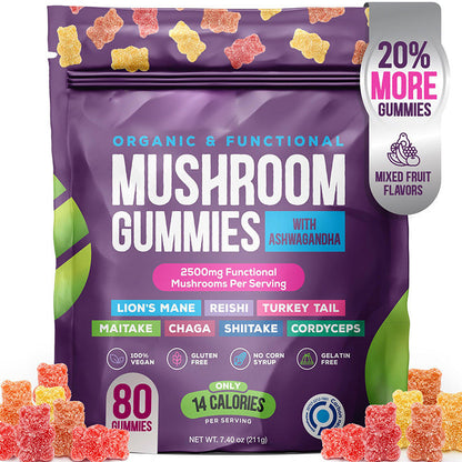 Mushroom Soft Candy Meal Supplement Nutrition Mixed Taste 80 Tablets