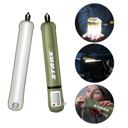Outdoor folding inflatable camping light solar inflatable light waterproof magnetic suction column portable lantern