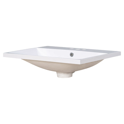 24" Bathroom Vanity Top Only White Basin 3-Faucet Holes  4" Faucet Available Ceramic