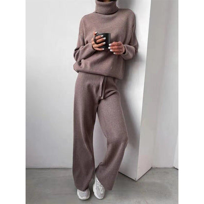 Casual Women Turtleneck Sweater Drawstring Pants