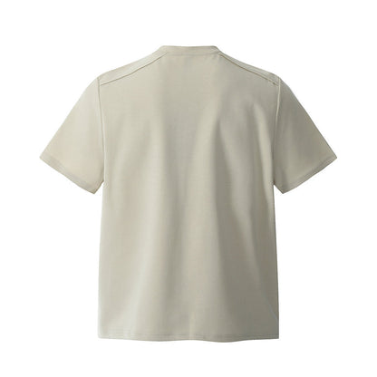 Zipper Design Heavyweight Short Sleeve T-Shirt Men's Loose Round Neck Half Sleeve Tee