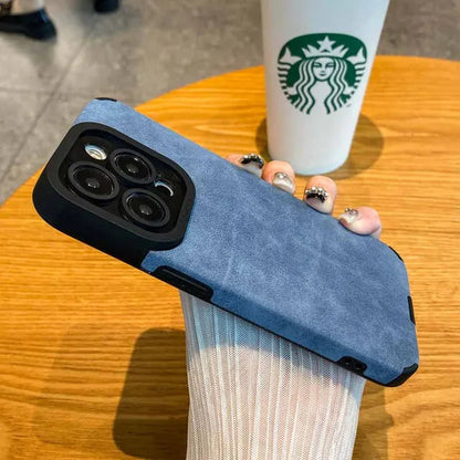 Luxury Matte Soft Leather Phone Case For iPhone 15 14 Plus 13 12 11 Pro Max 7 8Plus SE Lens Protection Shockproof Silicone Cover