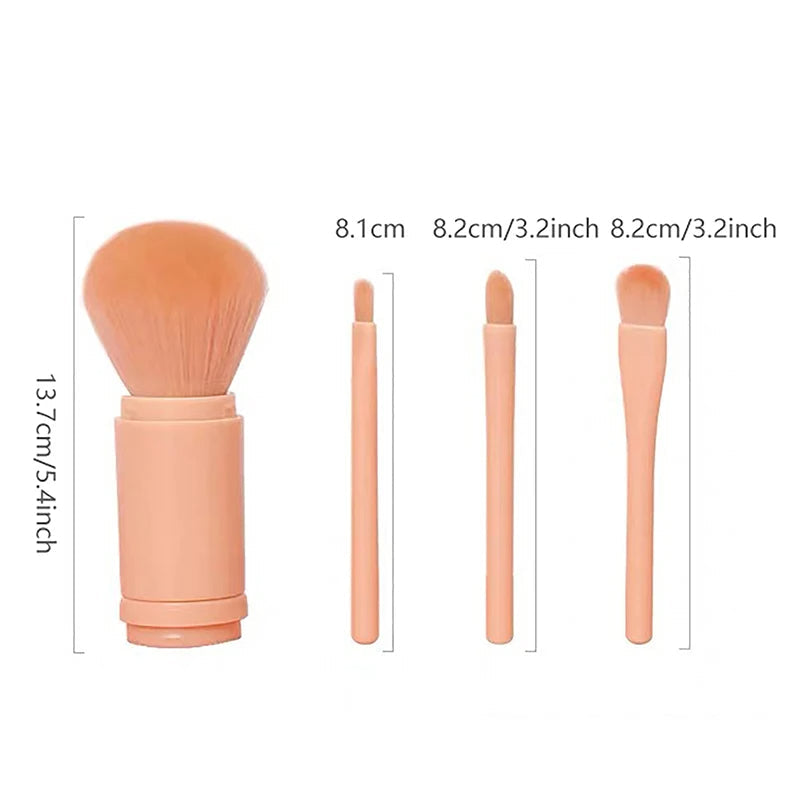 4 In 1 Telescopic Makeup Brush Portable Travel Makeup Brushes Set Eyeshadow Loose Powder Mini Makeup Brush Beauty Tools