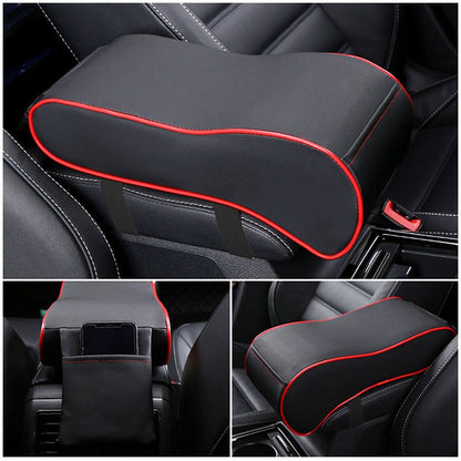 Leather Car Central Armrest Pad Black Auto Center Console Arm Rest Seat Box Mat Cushion Pillow Cover Vehicle Protective Styling