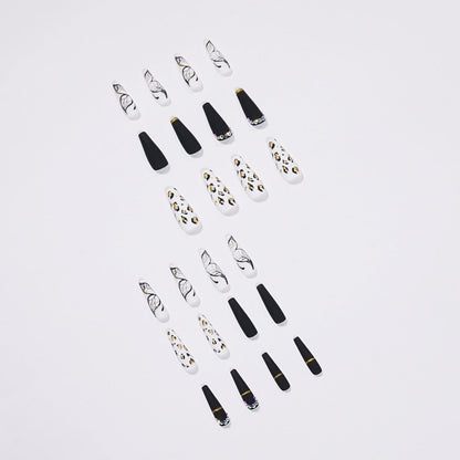 Butterfly Wearing Leopard-Print Nail Piece Scrub Manicure Wearing Nail Patch With Drill Nail Patch