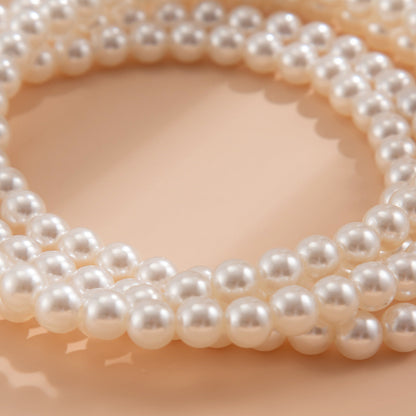 Light luxury style imitation pearl sexy chain ankle chain double-layer temperament bead ankle loop