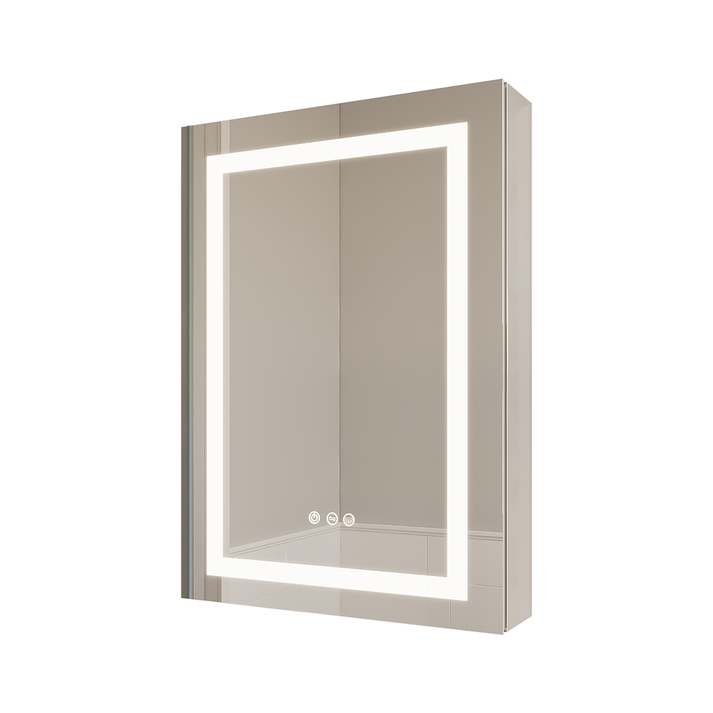 26x20 inch(Left Door) bathroom medicine cabinet with LED mirror 3000K~6000K single door lighting bathroom cabinet with touch switch adjusta