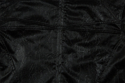 Men's Split Splicing Solid Color Loose Standing Collar Leather Jacket