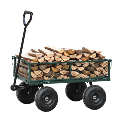 Wagon Cart Garden cart trucks make it easier to transport firewood (green)