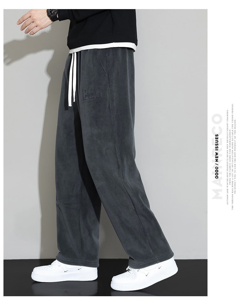Winter Men's Cashmere Straight Wide-leg Pants