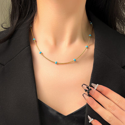 Glazed Titanium Steel Ball Drop Necklace