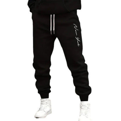 Men's Casual Letter Printed Tapered Sports Trousers