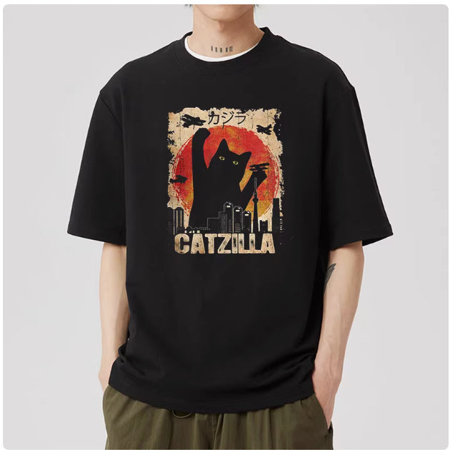 Men's Casual Japanese Pure Cotton Cat Pattern Shirt