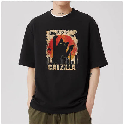 Men's Casual Japanese Pure Cotton Cat Pattern Shirt