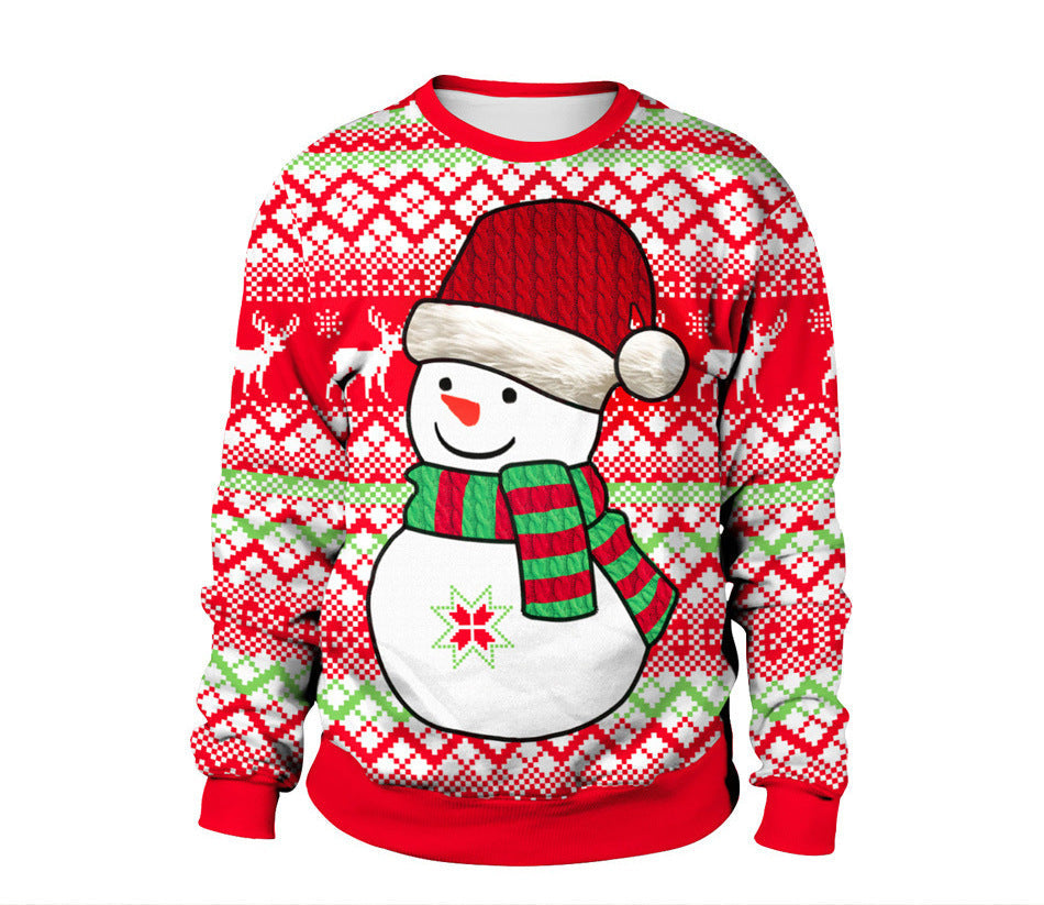 Ugly Christmas Sweater, Santa Elf Print, Pullover