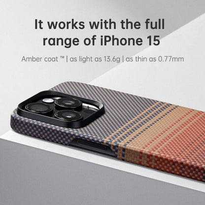 PITAKA is suitable for Apple 15promax magnetic sunset moonrise Kevlar floating aramid high-end magsafe carbon fiber mobile phone case