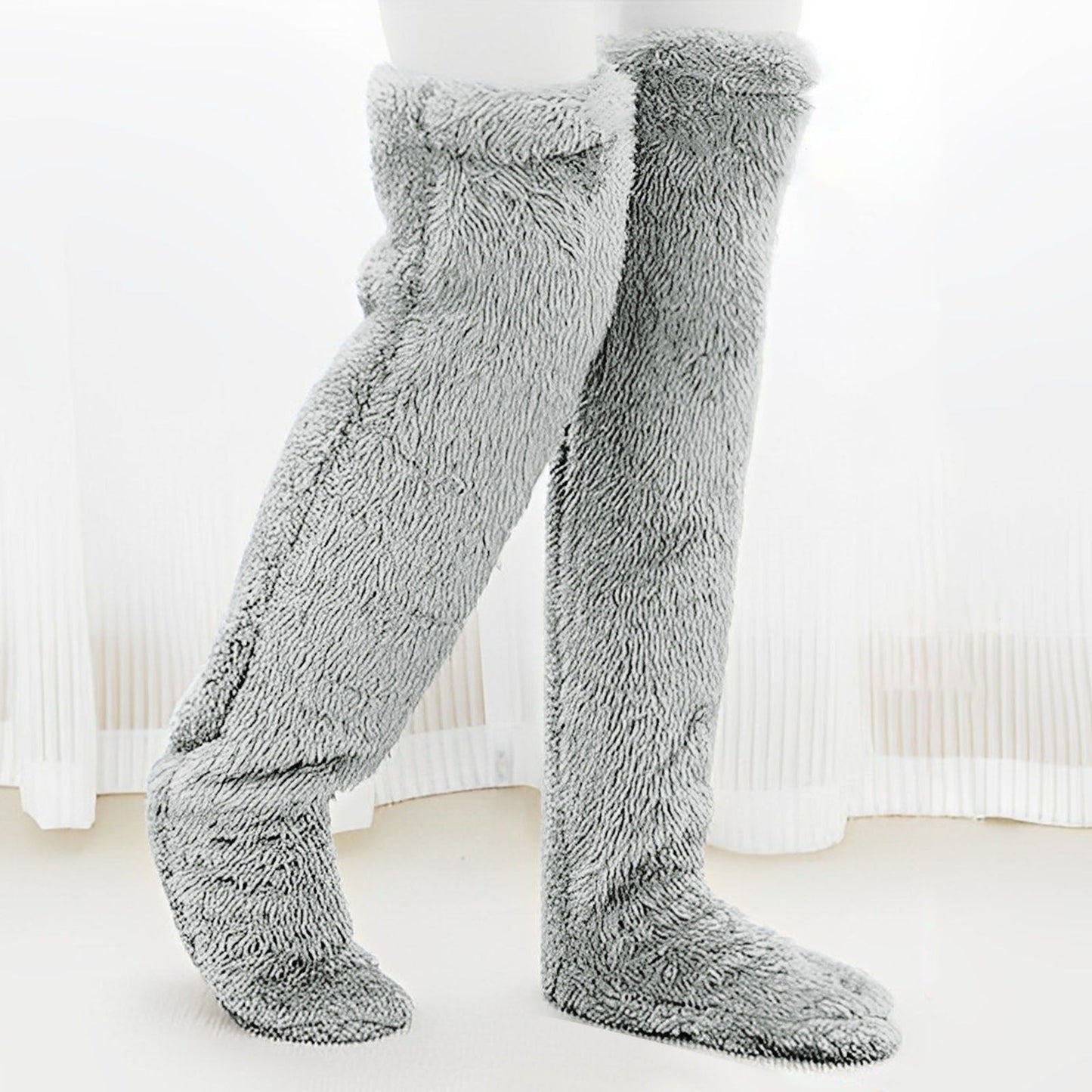 Indoor Plush Warmth Long Socks Cute Fuzzy Socks Over Knee Winter Leg Warmers Plush Sock Slippers Cozy Stocking
