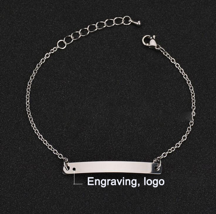 Stainless steel personalized engraved three color curved bracelet simple and personalized women's bracelet