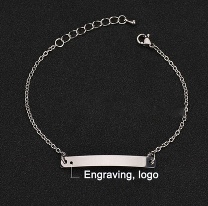 Stainless steel personalized engraved three color curved bracelet simple and personalized women's bracelet