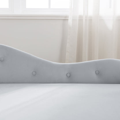 Grey Chaise Lounge Indoor Velvet Lounge Chair for Bedroom with Storage & Pillow Modern Upholstered Rolled Arm Chase Lounge