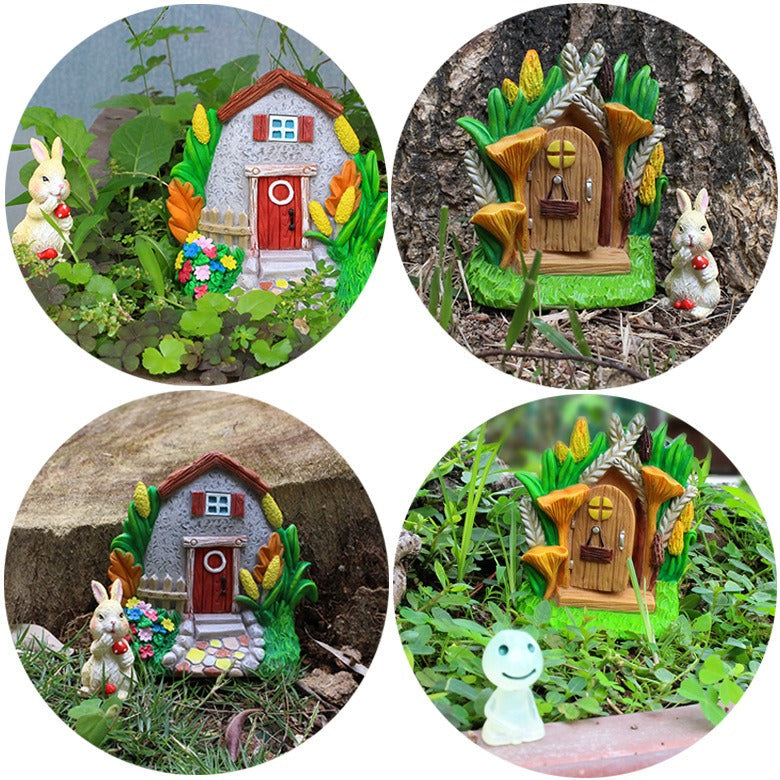 Fairy tale Door and Window Set Decoration Creative Resin Outdoor Garden Door and Window Decoration