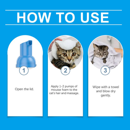 Cat Cleaning Mousse With Kitty Cleaning Foam Pet Care Gentle Non-Irritating Cleaning Mousse
