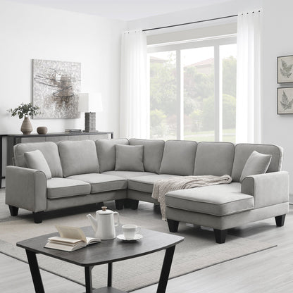 [VIDEO provided] [New] 108*85.5" Modern U Shape Sectional Sofa 7 Seat Fabric Sectional Sofa Set