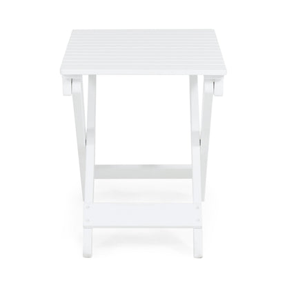 Outdoor Folding Wooden Side Table, White, 15"D x 22.75"W x 18.25"H