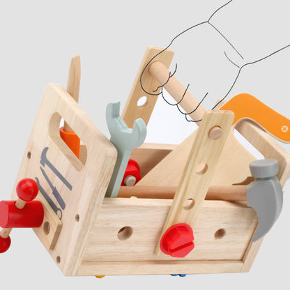 Children's wooden hand-held toolbox, screw and nut disassembly tool, desk tool, puzzle toy
