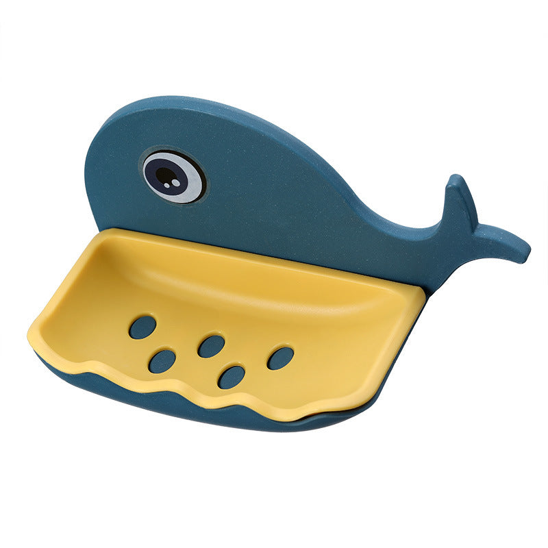 Whale Shape Free Punch Soap Rack Bathroom Drain Soap Box Toilet Soap Rack Wall-Mounted Rack