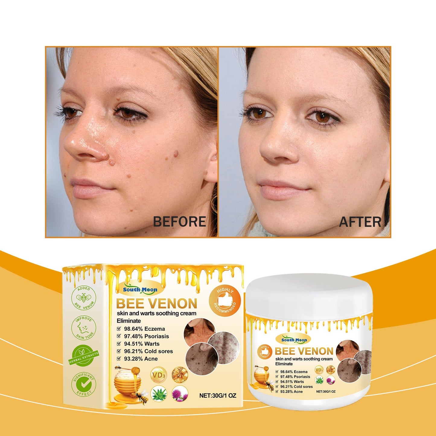 Bee Venom Keyo Cream, Gentle Clean Smooth Skin Moisturizing Moisturizing Daily Massage Keyo Cream