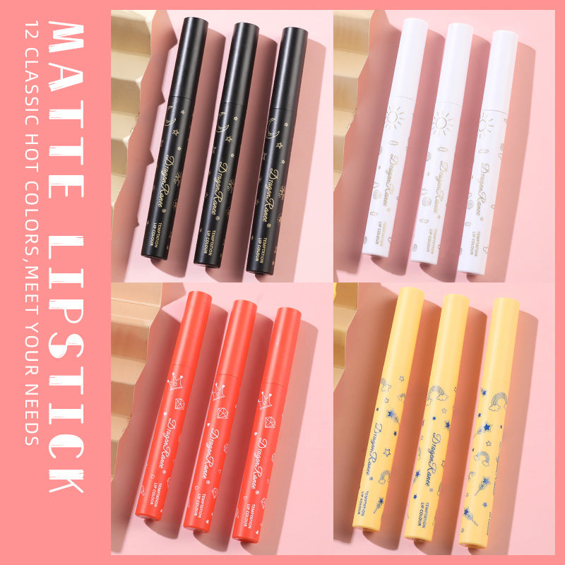 Crayon Lipstick Milk Tea Color Red Bean Paste Color Lip Liner Student Velvet Lipstick Pen Matte Lipstick