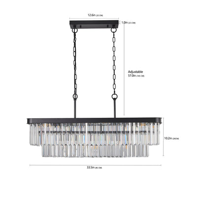 Chandeliers,Rectangular Crystal Chandelier Adjustable,E12 Modern Industrial Crystal Lights (Bulb Not Included)