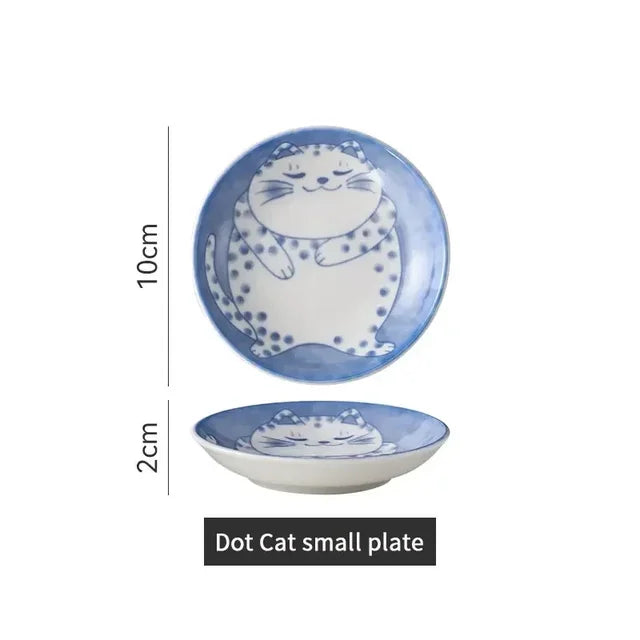 Cat dish cartoon ceramic dish household dining table dipping dish soy sauce dish hot pot seasoning dish