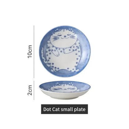 Cat dish cartoon ceramic dish household dining table dipping dish soy sauce dish hot pot seasoning dish