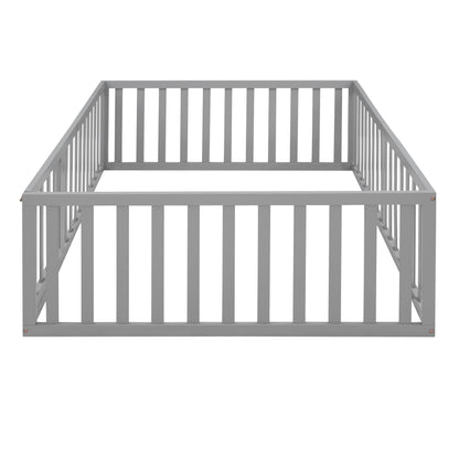 Full Size Wood Daybed Frame with Fence Gray(OLD SKU:WF289662AAE)