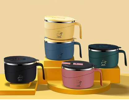 Portable lid insulation 304 stainless steel instant noodle bowl Japanese style sealed lunch box